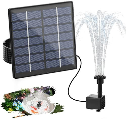 AISITIN Solar Springbrunnen für Außen, 2025 Upgrade DIY Solarbrunnen Solarwasserbrunnen, Solar Teichpumpe Solar Fontäne Pumpe Solar-Schwimmbrunnenpumpe mit 6 Fontänenstile für Wasserspiel,Garten,Teich