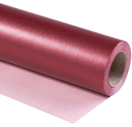RUSPEPA Carta da regalo opaca bordeaux, mini rotolo, carta perlata tinta unita rosso vino, perfetta per Natale, matrimonio, compleanno, San Valentino, baby shower, anniversario, 43,2 cm X 10 m