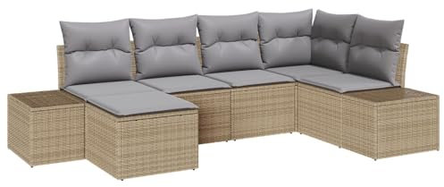 vidaXL Trädgårdsoffset 6 st Beige och Grå konstrotting