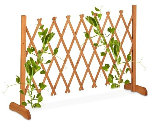 Paluplus Staccionata in Legno di Abete Estensibile fino a 150 cm e Alta 90 cm, Color Naturale, Diametro 8 mm, Traliccio per Sostegno di Piante e Fiori, Recinzione Decorativa Autoportante -8102F