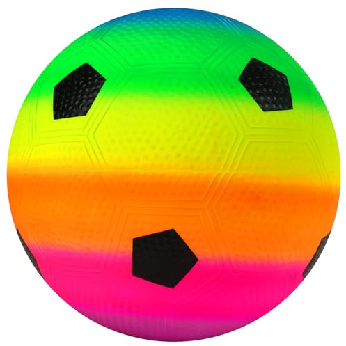 OSDUE Rubber Playground Ball,Rainbow Inflatable Soccer Ball,Football Toys,Sports Kickball Dodgeball Game for Indoor Outdoor Activities School Garden