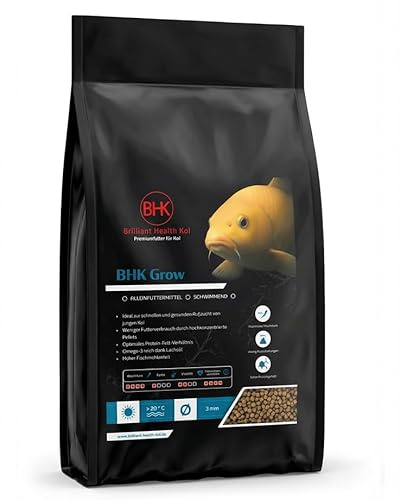 BHK Daily Grow Koi - Comida flotante de verano para un crecimiento rápido y desarrollo saludable - Comida Koi Premium fácil de digerir para peces koi y estanques - 3 mm - 5 kg