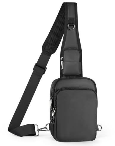 BROADREAM Diebstahlsichere Umhängetasche Sling Chest Crossbody Bag mit Reißverschluss Lock und RFID-Blockierung, Wasserdicht Brusttasche Schultertasche Männer Frauen für Outdoor-Sport und Wandern