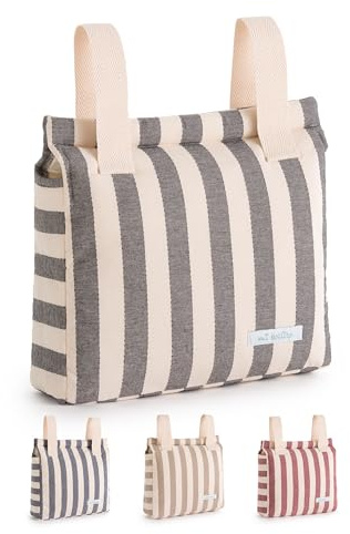 mi bollito – Bolso Carro Bebé | Nueva Colección | Bolsa para Carrito Universal con Cierre de Clic | Ligera, Práctica y con Gran Capacidad | Diseño de Rayas. (Negro)