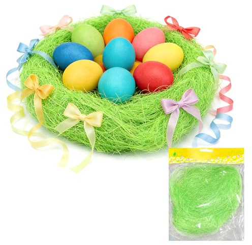 30 g di erba verde pasquale, erba finta pasquale, erba pasquale, erba, artigianato, Pasqua, coniglietto, caccia alle uova, cappello a cofano, decorazioni Eastertide, per cesti pasquali, confezioni
