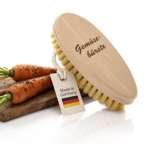 Spazzola per verdure in legno con setole naturali – Spazzola sostenibile per patate in legno di faggio – Spazzola in legno ecologica per lavare frutta e verdura – Robusto e durevole, Made in Germany