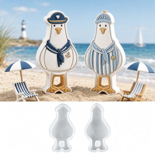 Silikonformen Gießformen Möwe 2er Set, Gießformen Silikon Maritim, Gipsformen zum Gießen für Gips Epoxidharz Raysin Beton, Seemöwe Silikonform für DIY Sommerdeko Basteln Geschenk