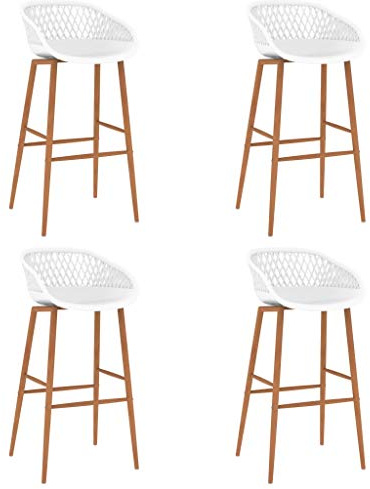 vidaXL 4X Taburetes de Cocina Muebles Interior Sillas Asientos Altas de Bar Barra Bistró Mostrador Hogar Pub Respaldo Comedor Casa Blanco