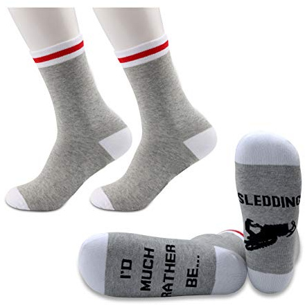 JXGZSO 2 Pairs Sledding Gift Snowmobile Lover Socks Snowmobile Gift I'd Much Rather Be Sledding Socks Snowmobile Rider Gift (Rather Be Sledding)
