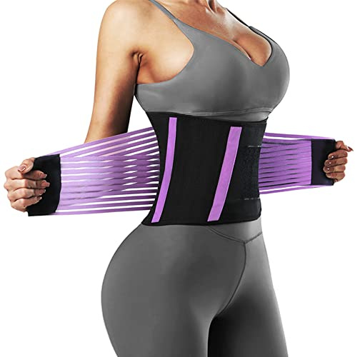 FEimaX Fajas Reductoras Adelgazantes Mujer y Hombre Cinturón de Sudoración Sauna Cintura Abdomen Entrenador de Compresión Faja Deportiva Lumbar Abdominal para Fitness y Deporte (XXL, Morado)