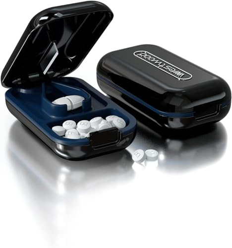 CFMOUR Small Pill Cutters - Cutter Splitter for Small and Tiny Pills, Portable Pill Crusher for Large Pills Professional with Sharp Safe Blade, Cuts Vitamins Tablets (Black)