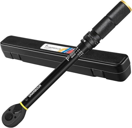 Uharbour Torque Wrench 3/8, Torque Wrench 3/8 Range 5-60 Nm, ±3% Accuracy All Calibrated with Unique Serial Number, Suitable for Bike Motorcycle and Car