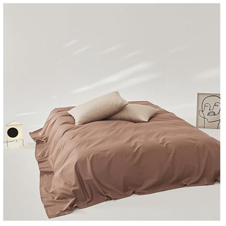 Bettlaken Betttuch Leintuch Haustuch ohne Gummizug 100% Langstapeliger Baumwolle Extra Weich und Hautfreundlich viele Größen und Farben(Brown,230x245cm)