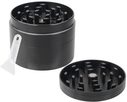 DBOO Herb Grinder with 4 Pieces & 3 Chambers Herb and Spice Grinder 50mm Zinc Alloy Metal Grinder Small Grinder for Dry Herb with Pollen Catcher Scraper, Magnetic Top and Sifter
