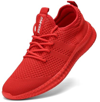 VGPSFN Chaussures de course à pied, marche, tennis, sport, gym, décontractées, confortables, légères, antidérapantes, respirantes, tendance, Rouge (02), 43.5 EU