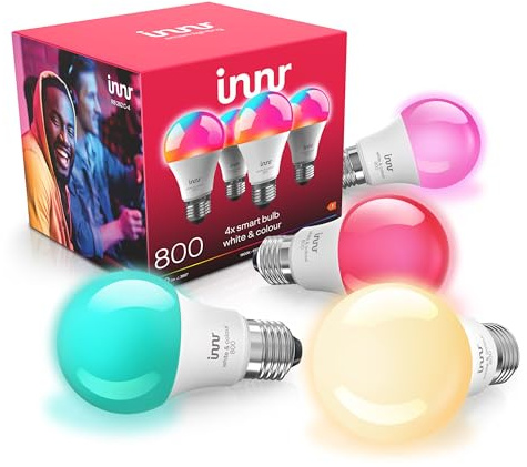 innr Ampoule Connectée E27, White & Color, pour Hue* et hubs Zigbee, 4-pack