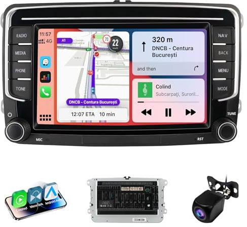 Haudio 2 Din Autoradio con Wireless Apple CarPlay e Android Auto, Schermo da 7 Pollici con Canbus, Bluetooth, Mirror Link,WiFi, FM/AM/RDS/SWC Autostereo per VW Golf 6, Passat,Polo, Tiguan, Jetta&Skoda