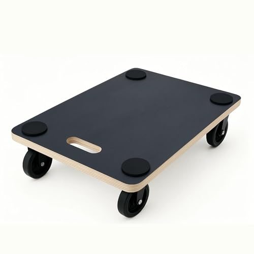 Platform Dolly Trolley – 200kg Wooden Moving Cart with Grip Pads & Swivel Wheels – Anti-Slip Furniture Transport Roller for Boxes, Appliances & Equipment – Smooth-Rolling Castor Board (58 x 30 cm)