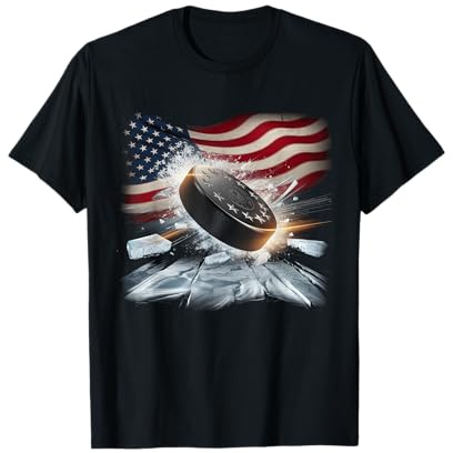 Camiseta De Hockey con Bandera Americana para Hombre Y Niña, Camiseta