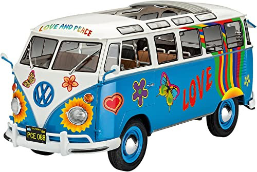 Revell 07050 VW T1 Samba Bus Flower Power 1:24 Scale Unbuilt/Unpainted Plastic Model Kit