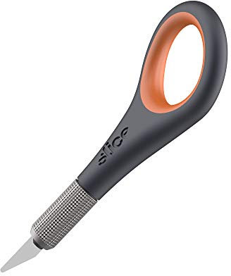 Slice 10580 Messer, einzigartiger Griff, präzise Kontrolle, detaillierte Schnitte, fingerfreundlich, hält 11x lang wie Edelstahl, schwarz