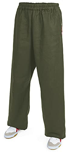 wu designs Leinen (schwer) Kung Fu & Tai Chi Trainingshose Dunkelgrün 185