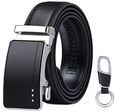flintronic Cinturón Cuero Hombre, Cinturones Piel con Hebilla Automática, Sencillo y Clásico Perfecto Regalo