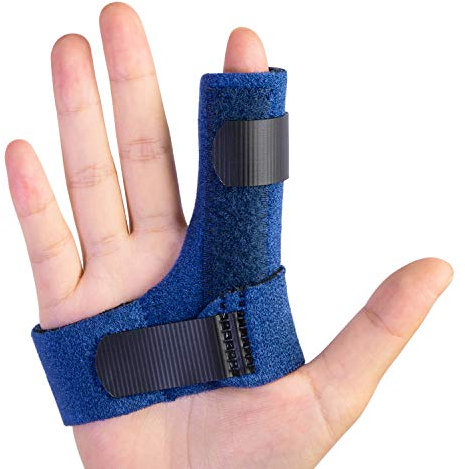 Sumifun Finger Brace for Hands, Finger Splints with 2 Gel Sleeves for Mallet Finger, Trigger Finger, Finger Supports with Built-in Aluminium Bar for Sprains, Pain Relief, Sports Injury, Blue