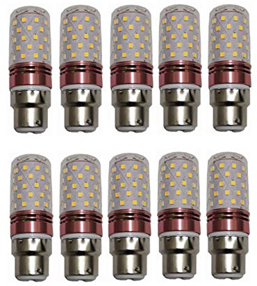 WELSUN Baja Tensión Bayoneta B22 LED iluminante 24v 10W, Blanco cálido/Blanco frío, 60SMD 2835 Larga Vida Bombillas LED, AC/DC 24-60V [energética Clase A ++] 10-Pack (Color : Warm Wite)