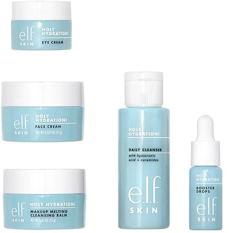 e.l.f. SKIN Hydrated Ever After Skincare Mini Kit, Cleanser, Makeup Remover, Moisturiser & Eye Cream For Hydrating Skin, Airplane-Friendly Sizes