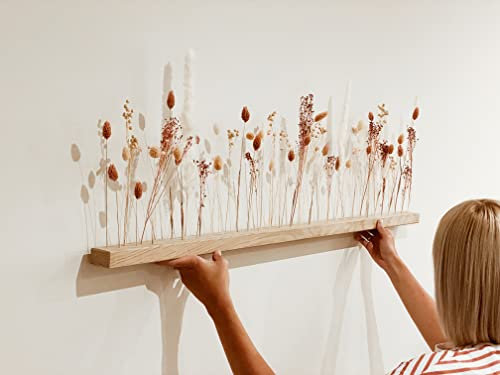 Flowerbar - Trockenblumen & edle Eiche | Blumenleiste, Flowergram, Dekoration, Getrocknete Blumen und massives Eichenholz (120 cm, FATA Morgana)