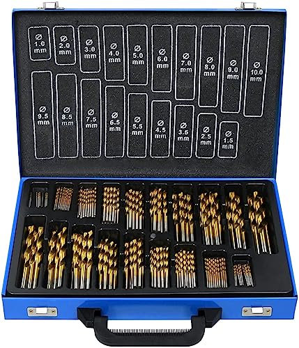 CAVATINY 170-teilig Metallbohrer Set Metallbohrersortiment HSS geschliffen,Split Point Handbohrmaschine Spiralbohrer Bohrersets Profi-Steinbohrersatz,Bohren in Edelstahl/Stahl/Holz/Gusseisen/Aluminium