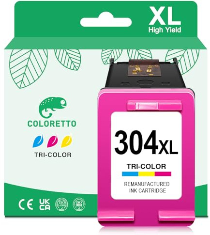 COLORETTO 304 XL Druckertintenpatrone für HP Deskjet 3700 Patronen für HP Envy 5010 5030 5058 AMP 100 120 125 130 DeskJet 2600 2620 2621 3720 3755 3764 für HP 304XL Patronen (1 Farbe)