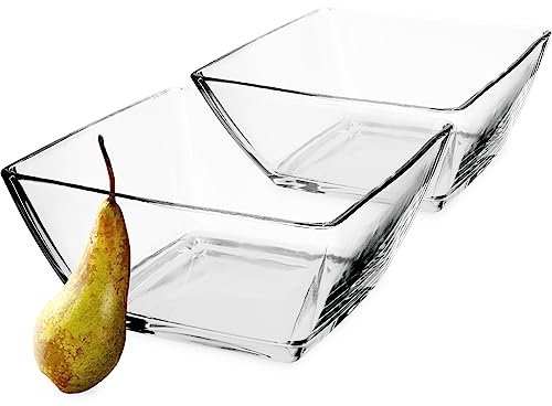 KADAX Cuenco de cristal, 18,8 x 13,1 x 8,9 cm, frutero de vidrio resistente, ensaladera clásica, cuenco de cristal apto para lavavajillas, cuenco transparente para (transparente/2 unidades)