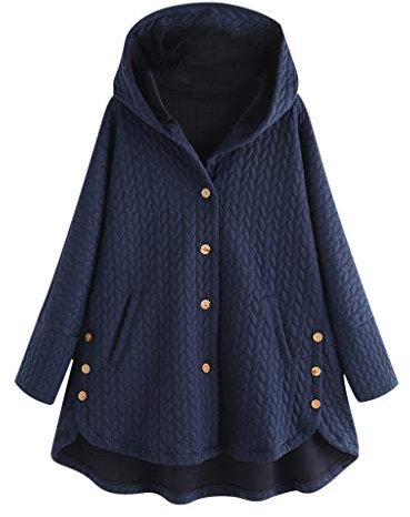 L9WEI Softshelljacke Damen, Damen Herbst Winter Warme Mantel Verdicken Plüschjacke Frauen Einfarbig Wintermantel mit Kapuze Casual Lose Wollmantel