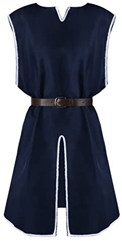 2024 Neu- Weihnachten Herren Mittelalter Kostüm Halloween Tunika Vintage Shirts Mittelalter Lace Up Hemd Bluse Tops Cosplay Mittelalter Tunika Kostüm Weste Tanks Pyjamas Junge Männer, dunkelblau, XL