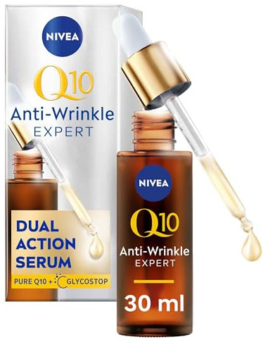 NIVEA Q10 Anti-Wrinkle Expert Dual Action Serum (30ml), Anti Ageing Face Serum for Women with Pure Q10, Visibly Reduces and Prevents Wrinkles