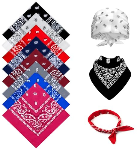SJUNJIE 8 Pezzi Bandana Stile Retrò Uomo Donna Design Unico Morbido e Traspirante Colorate Può Essere Indossato Come Cravatta Maschera e Fascia per Capelli