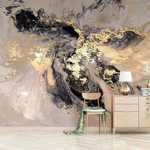 MIXUEXUNLU Mural Wallpaper 3D Abstract Golden Landscape Splash Ink Wall Painting Living Room Study Creative Wallpaper