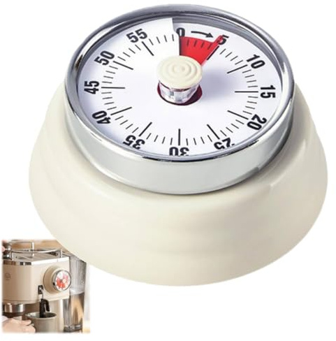 Tissting Mechanical Kitchen Timer, Countdown Timer Visual Timer Management Cooking Magnetic Timer Clock 60 Minutes Rotating Egg Timer for Cooking Classroom Fitness (White)