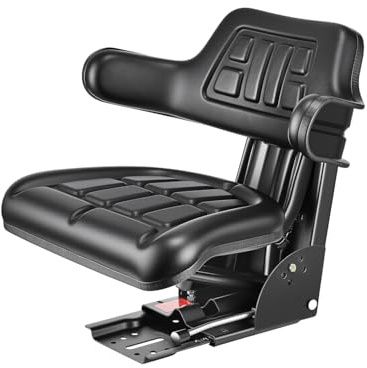 VEVOR Sedile Universale per Carrello Elevatore con Microinterruttore, Sedile con Sospensione Impermeabile per Trattore, Schienale Regolabile, Poggiatesta e Cintura di Sicurezza, per Minipale, Tosaerba