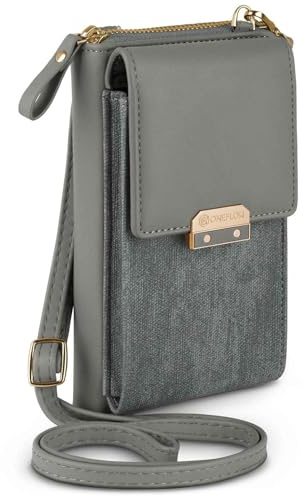 ONEFLOW Bliss Purse für iPhone 16 Handytasche zum Umhängen Damen mit Portemonnaie, Handy Umhängetasche mit Geldbörse und Handyfach, Kleine Handtasche, Taupe Grau
