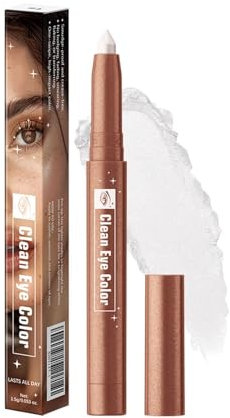 1 Stück Twilight Lidschatten Stift Eyeliner, wasserfester Creme Lidschattenstift, Highlighter Stick für Augen Make-up, weißer Eyeliner Primer, 01 Weiß