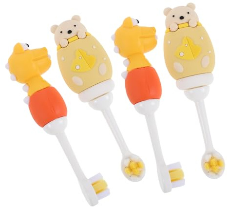 MOTHNUR 4 Piezas Cepillo de Dientes para Años con Cerdas Extra Suaves Diseño de Dibujos Animados Mango Ergonómico para Bebés y Pequeños Limpiador Bucal Seguro y Fácil de Usar