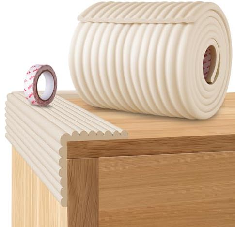 NUTKIT 200cmx200mm Universala Kantskydd, Kantskydd, Självhäftande, Extra Tjock Skyddsremsa, Skyddsfilm för Barns Kanter, för Barn och Spädbarn och Äldre-Smutsig Vit