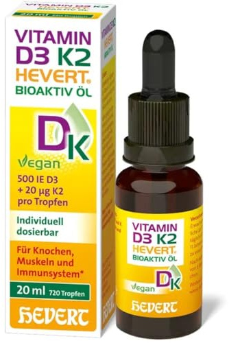 Vitamin D3 K2 Hevert Bioaktiv Öl – veganes Duo für Knochen, Muskeln und Immunsystem, 20 ml Olio