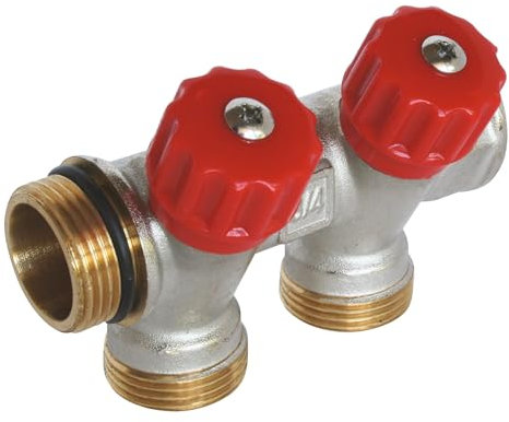 SOMATHERM FOR YOU, Collecteur de distribution 2 sorties Easy Lock 3/4 avec vannes, entraxe 40mm, étanchéité par joint torique, idéal pour installations sanitaires et chauffage