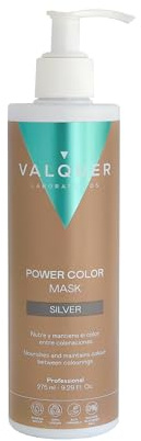 VALQUER Power Color Plata Mascarilla Capilar | Potenciador de Color para Cabello Teñido o Natural | Coloración Temporal con Ingredientes Naturales Sin Sulfatos | Vegano | 275 ml