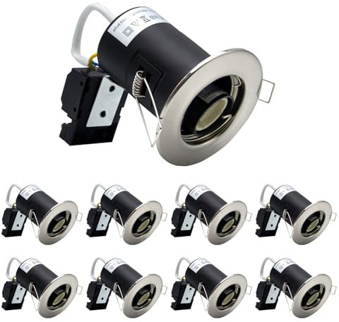 Wondlumi 8X Fire Rated GU10 Downlights, IP20 Brushed Chrome LED Downlights Ceiling, Recessed Ceiling Lights Spotlight Fittings 240V for Bedroom, No Bulbs