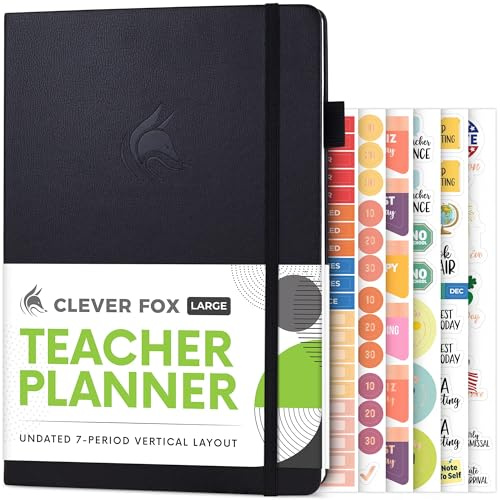 Clever Fox Teacher Planner, School & Homeschool Book, B5 Size Black